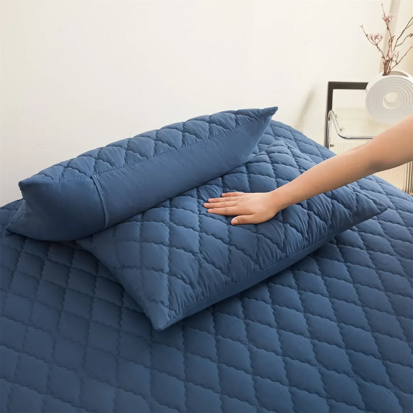 2 fundas de almohada impermeables con solapa, suaves y transpirables, para protección de cama 50x75cm, Gris / Azul / Verde / Rojo