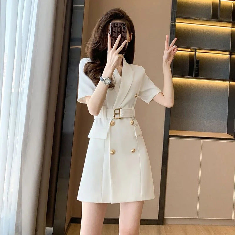 Vestido de verano de nuevo estilo, de moda, elegante, para mujer, pequeña fragancia francesa, vestido blanco de alta calidad, falda de traje con diseño de nicho de verano