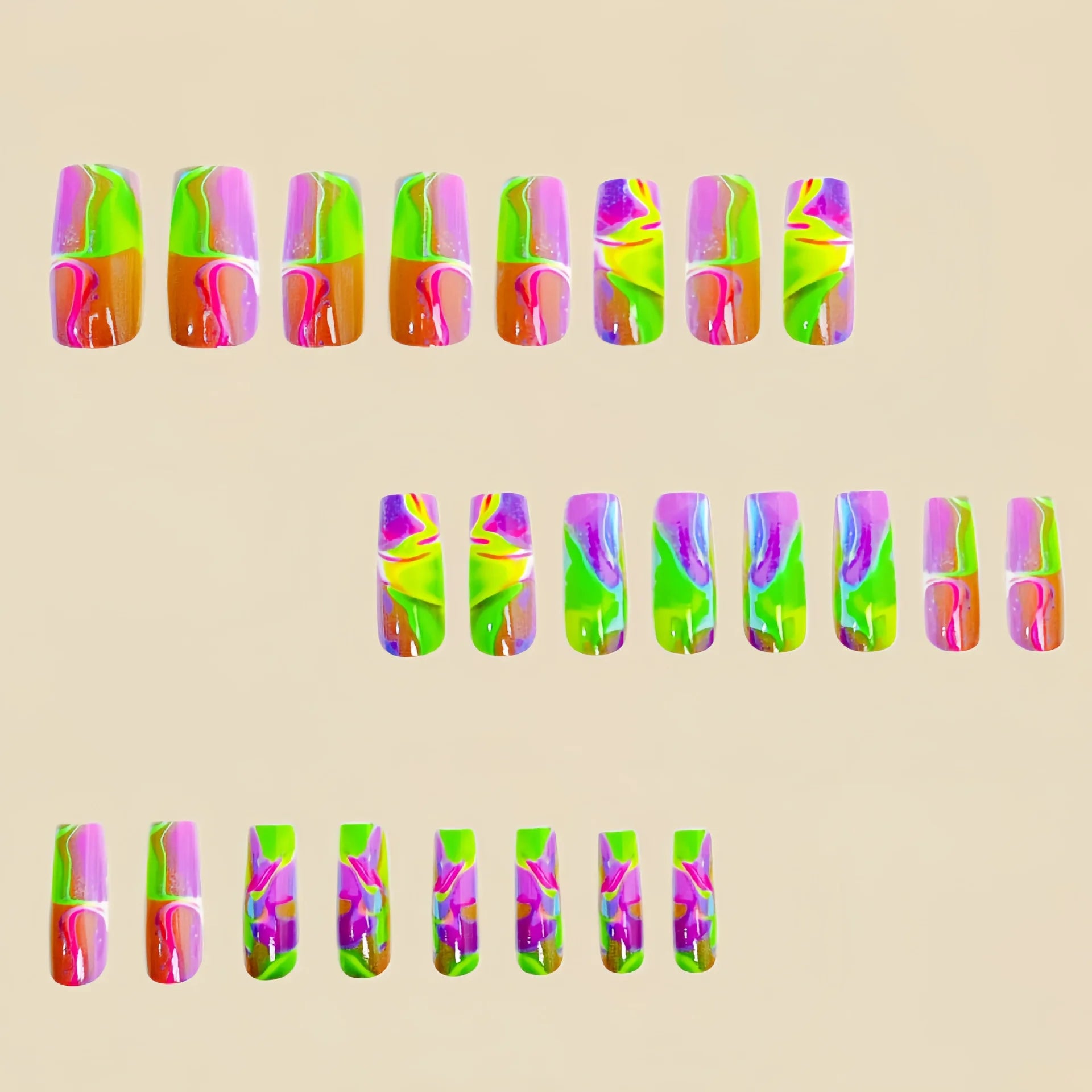 Green Ombre Square Press-On Nails (24PCS)