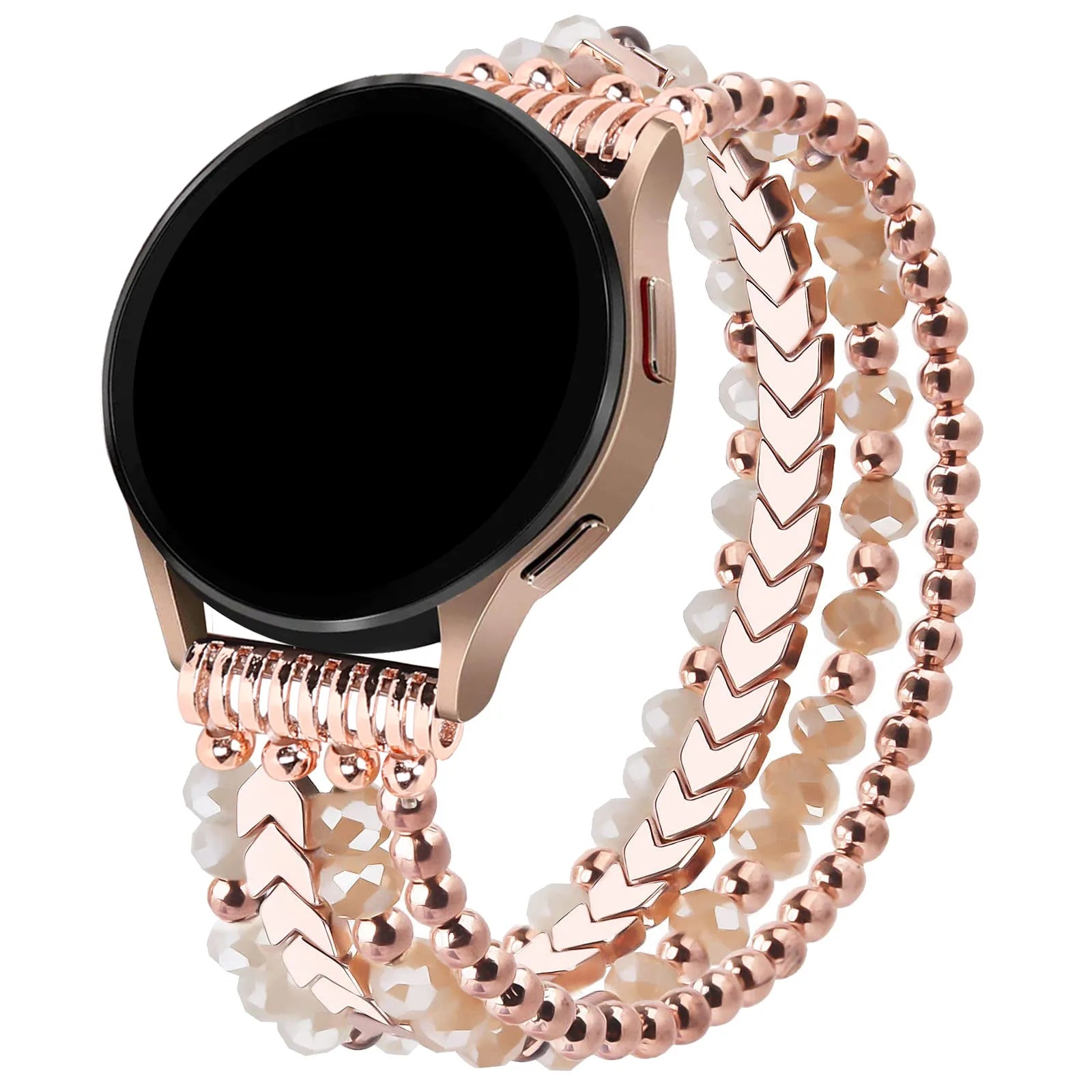 for Samsung Galaxy Watch 6/5/4 40/44mm Bands/Active 2 Watch 4 42/46mm Band Women, 20mm Handmade Fashion Elastic Crystal Beads
