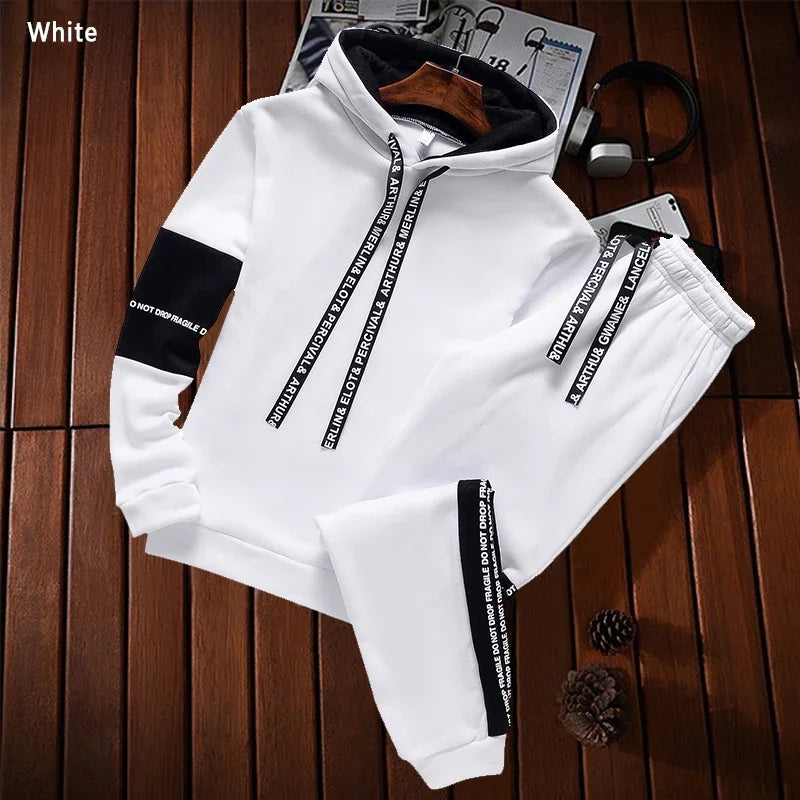 Survêtement homme décontracté de luxe sweat à capuche haute qualité classique noir blanc simplicité costume ou haut ou pantalon jogging vêtements
