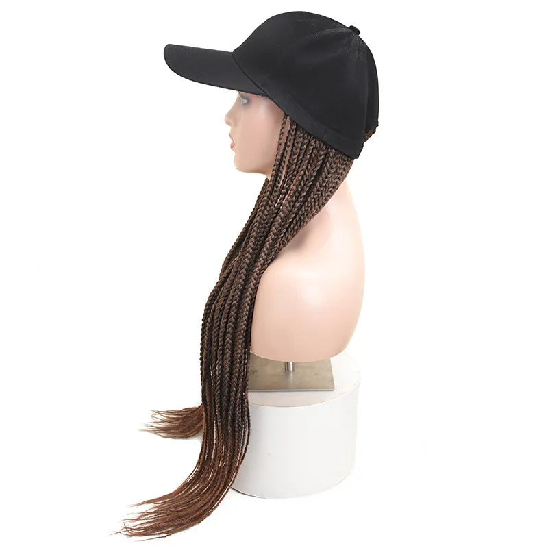 Synthetic Crochet Hair Woman Wigs Big Size Baseball Hat Wig 26inch Long Braided Wigs for Women Daily Party Cosplay Wig Female