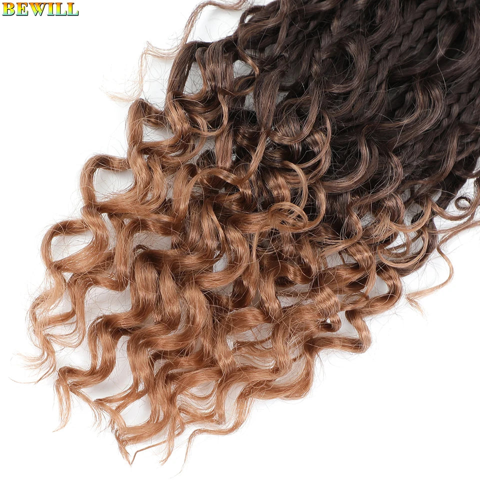 18" Long Boho Braids Extensions Goddess Box Braids Crochet Hair Black Purple Pink Synthetic Braiding Hair Bohemian Hippie Braids