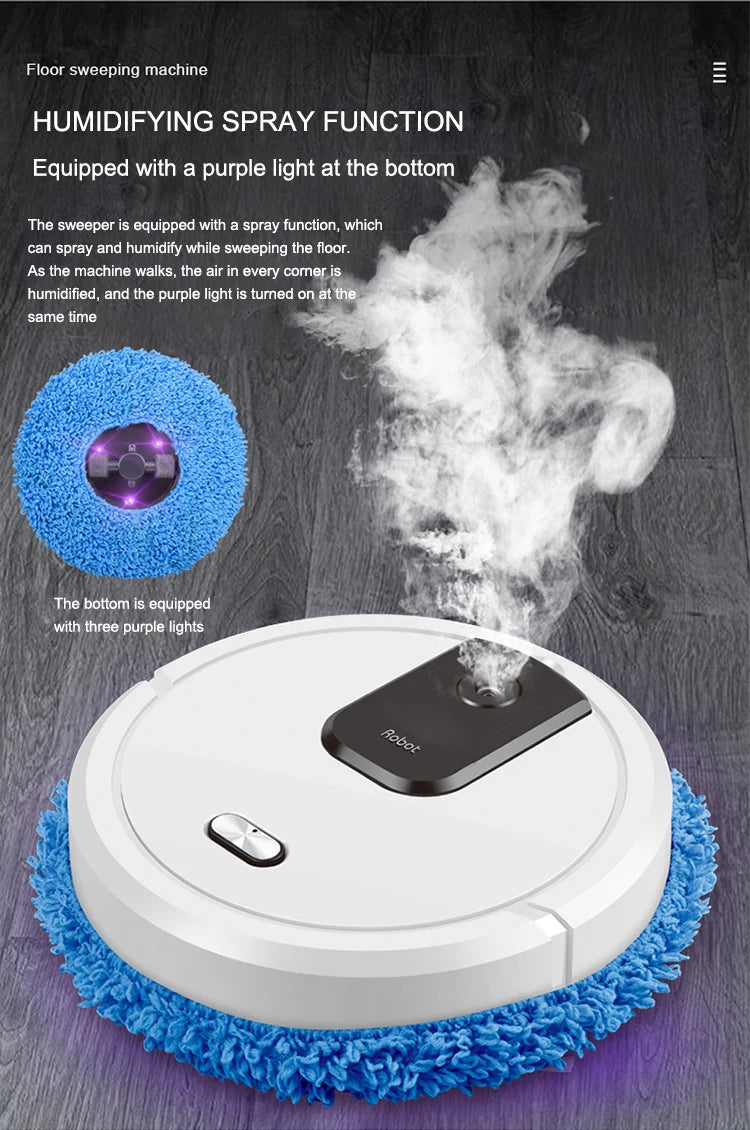 2024 Smart Sweeping and Mop Robot Vacuum Cleaner Dry and Wet Mopping Rechargeable Robot Home Appliance with Humidifying Spray