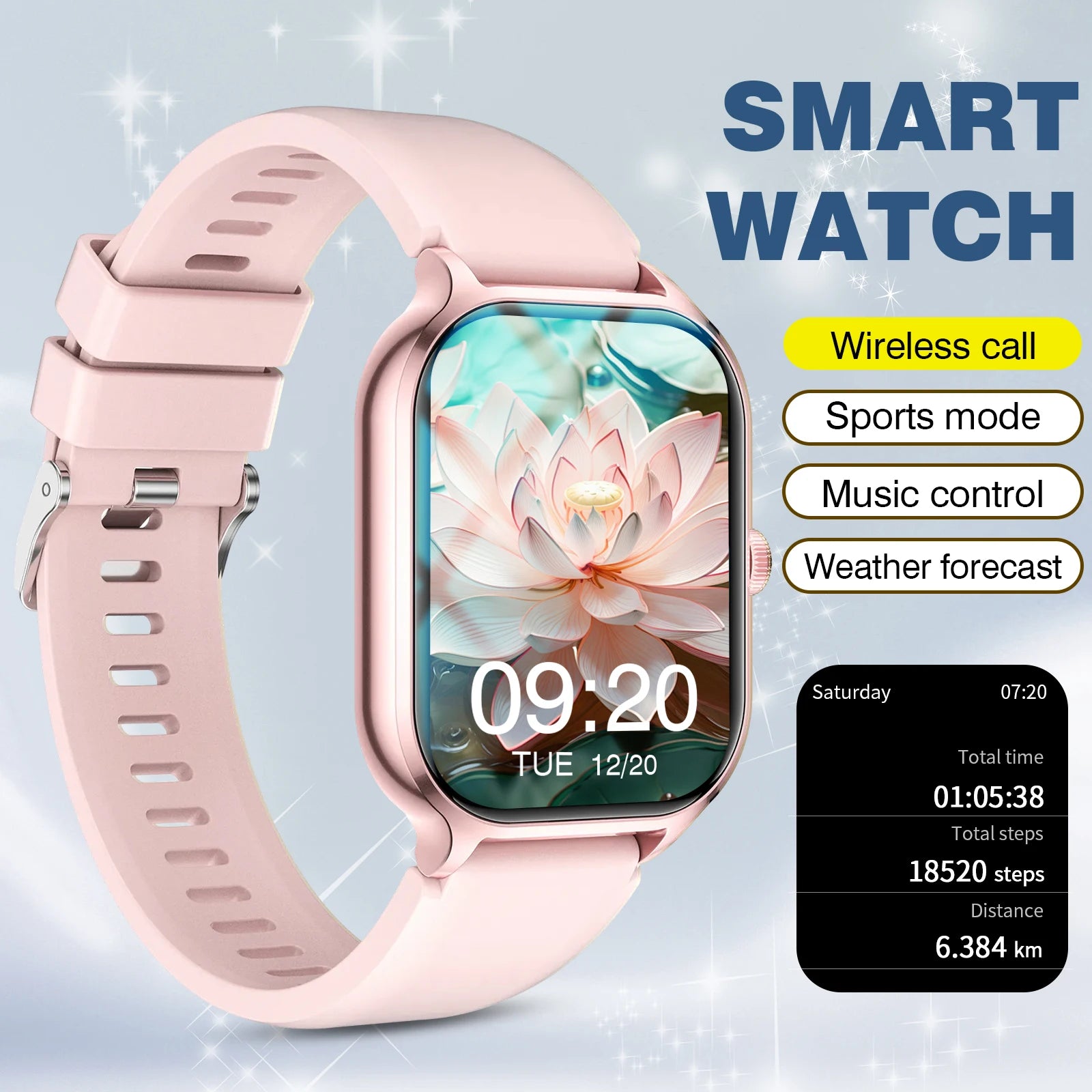 Reloj inteligente, llamadas inalámbricas, dial personalizable, fotografía remota, múltiples modos deportivos, compatible con iPhone/Android