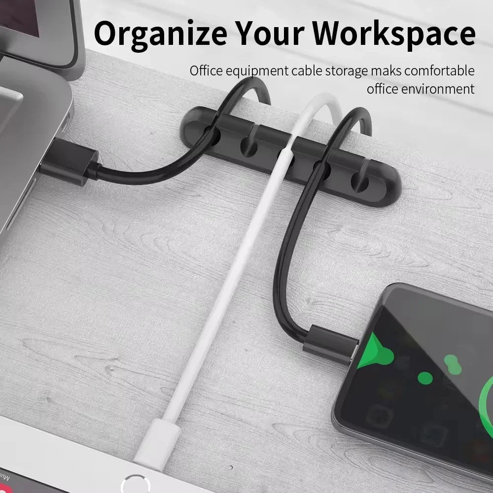 Clips adhesivos para cables, organizador de cables para escritorio, cable de carga USB, cable de alimentación para mesita de noche, cable de ratón