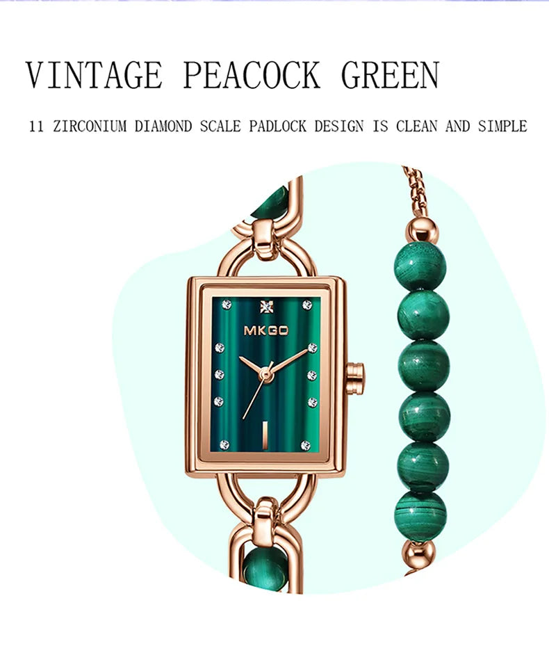 Reloj de mujer de lujo ligero con cristales exquisitos y pulsera de esmeraldas medievales, relojes de cuarzo de moda para mujer y accesorios