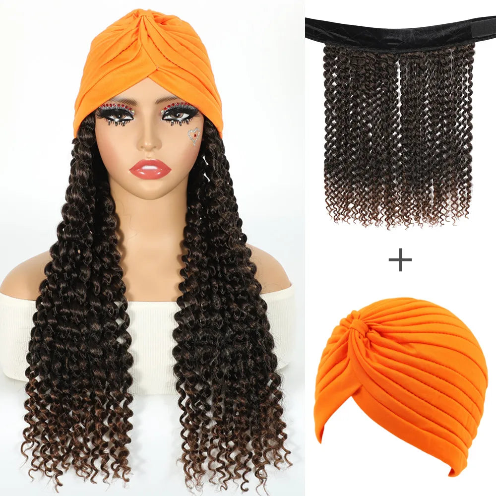 SQRDGQ Headband Wig Women Box Braided Synthetic Wig With Changed Freely Turban Braiding Hair Bionde Wigs for Women