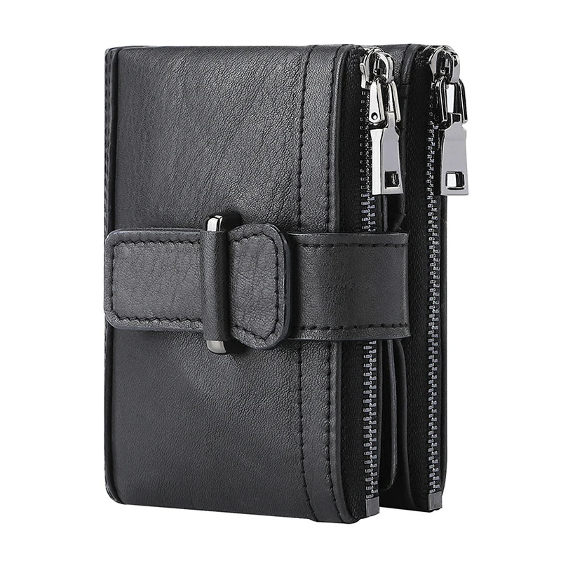 Cartera de lujo de diseño para hombre, carteras de hombre de cuero genuino, RFID de alta calidad, monedero para hombre, tarjetero, carteras vintage