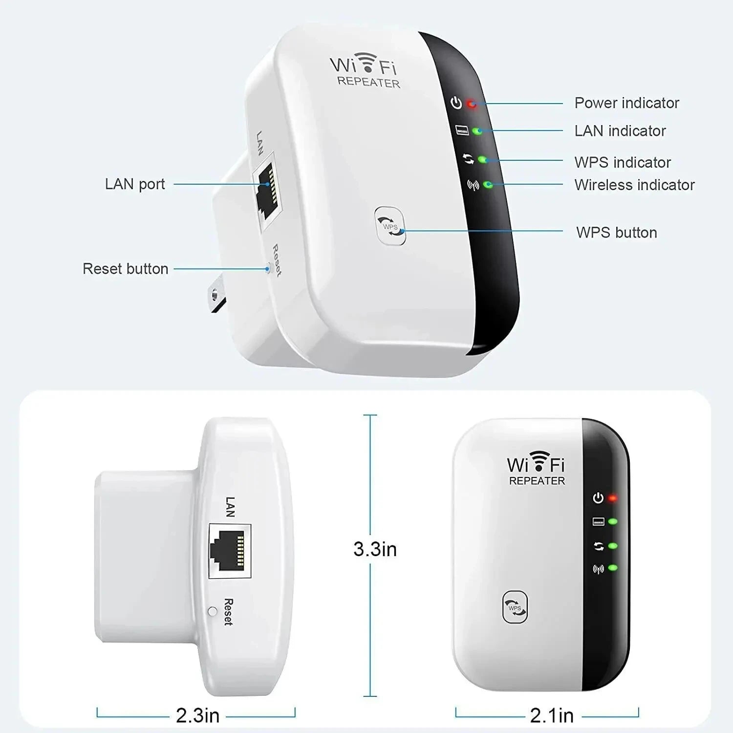 Amplificador de señal inalámbrica Extensor WiFi Repetidor de red Panecillo al vapor Amplificación de señal de router doméstico de banda ancha AP