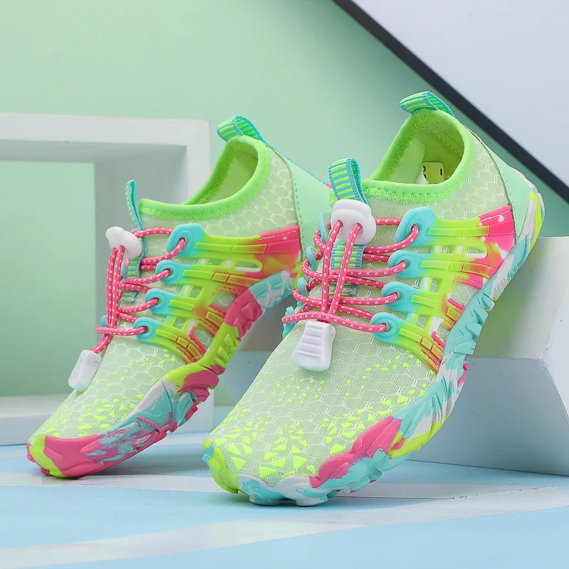 Zapatos de agua de secado rápido para niños, antideslizantes, resistentes al desgaste, con amortiguación, prevención, zapatillas transpirables suaves, zapatos descalzos para niños