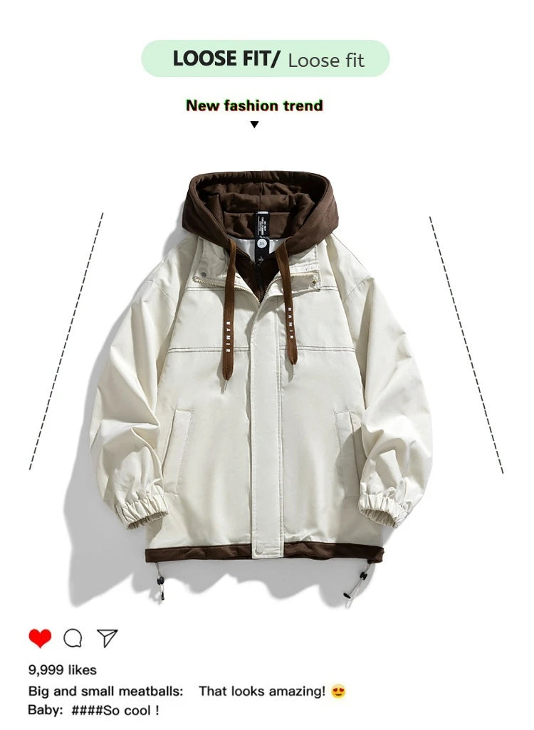 Chaqueta fina para hombre con capucha, juvenil, otoño e invierno, nuevo estilo popular, combinación de colores, uniforme de béisbol de alta gama, con capucha, casual