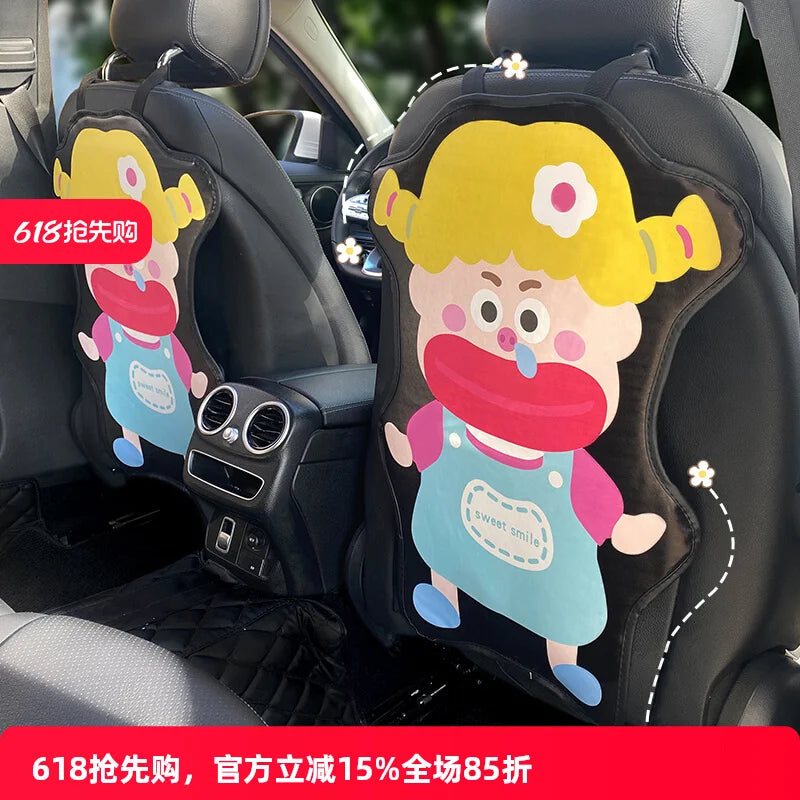 Car anti-kick pad, seat back protective pad, leather waterproof, anti-wear and wear-resistant cartoon cute car protective