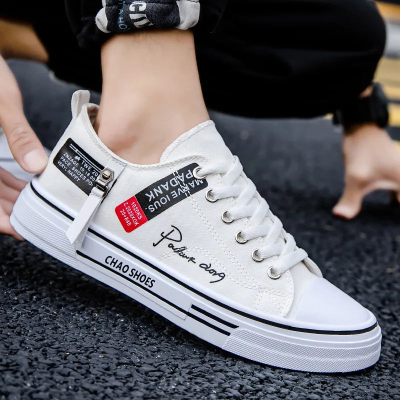 Summer Men's Canvas Sneakers Low-Top Casual Breathable Shoes for Teen Trendy Lightweight Youth Streetwear Comfort Footwear
