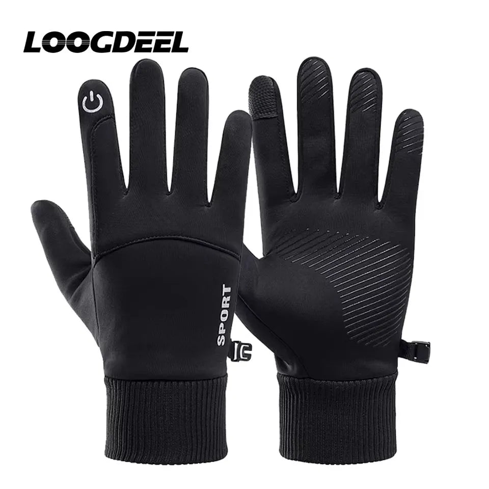 LOOGDEEL Winter Waterproof Skiing Gloves Non-slip Warm Outdoor Sports Running Motorcycle Ski Touch Screen Fleece Gloves Unisex