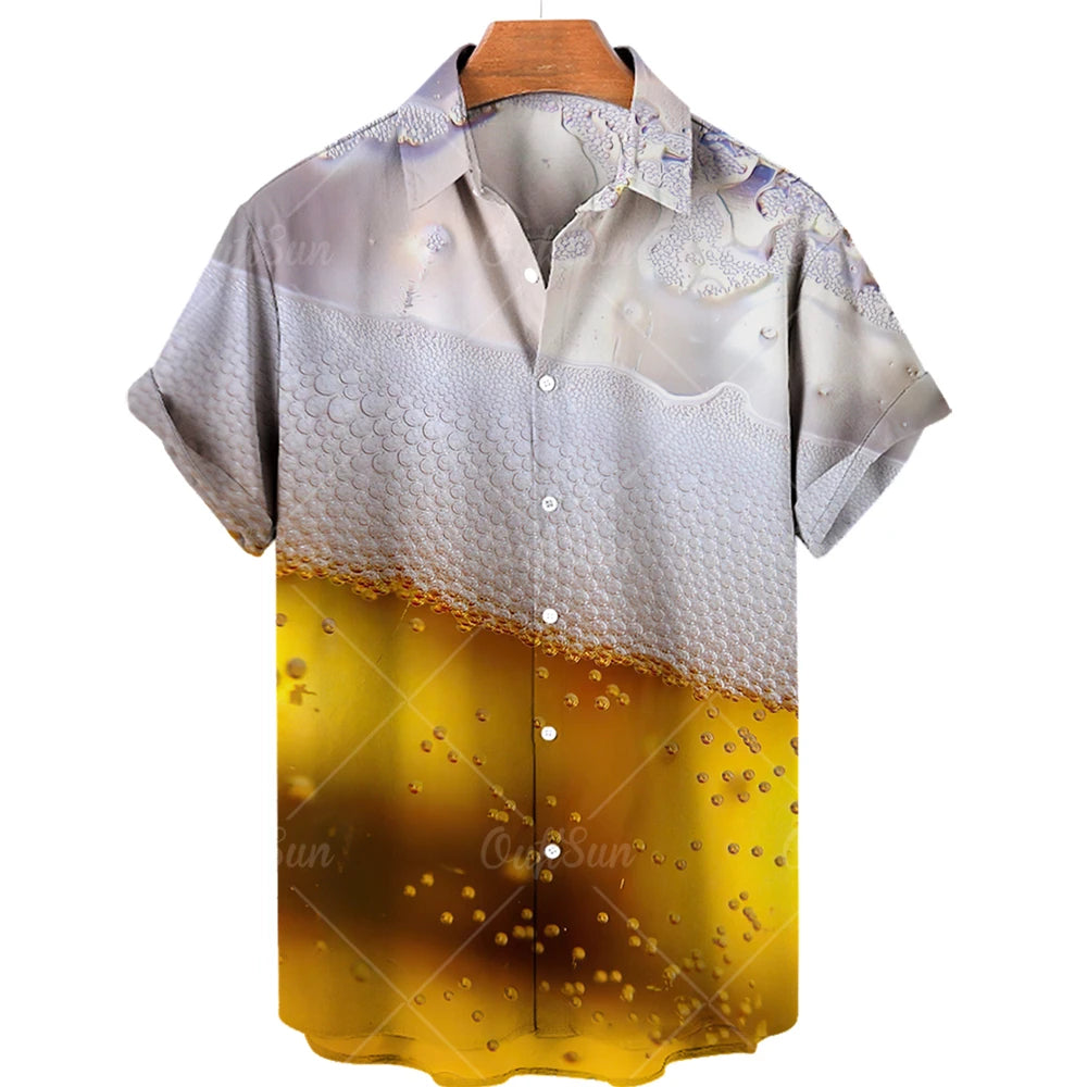 Camisas de Hombre Camisetas de Cerveza para Hombre Camisa Hawaiana de Moda Blusas de Playa Informales para Vacaciones Blusa de Vacaciones Ropa de Hombre Camisa de Verano