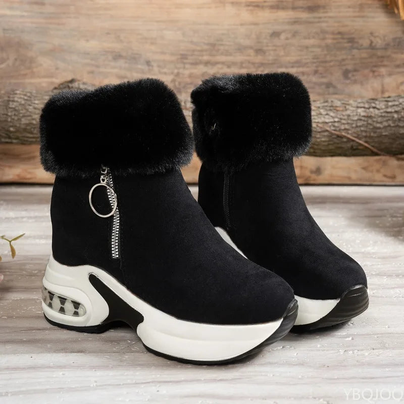 Winter new comfortable sports leisure cotton boots with sloping heel thick sole anti slip wear-resistant women's short boots