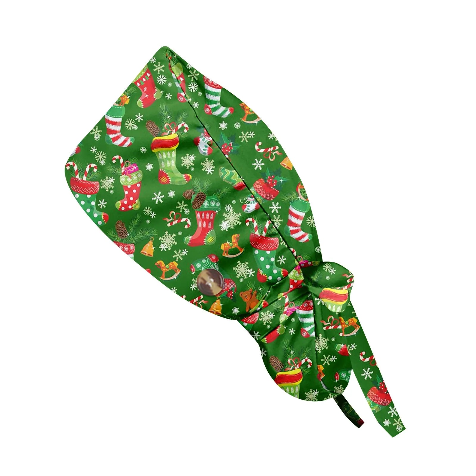 Gorro de Trabajo de Pelo Largo con Estampado Navideño a la Moda, Gorro de Trabajo Ajustable, Gorro de Enfermería para Salón de Belleza, Gorro Quirúrgico Femenino, Gorros de Enfermera