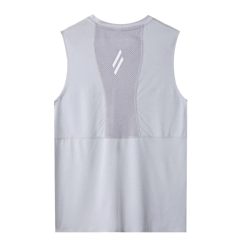 Chaleco de hombre negro transpirable de fibra de poliéster de secado rápido, sin mangas deportivo, apto para gimnasio, correr y entrenar, casual