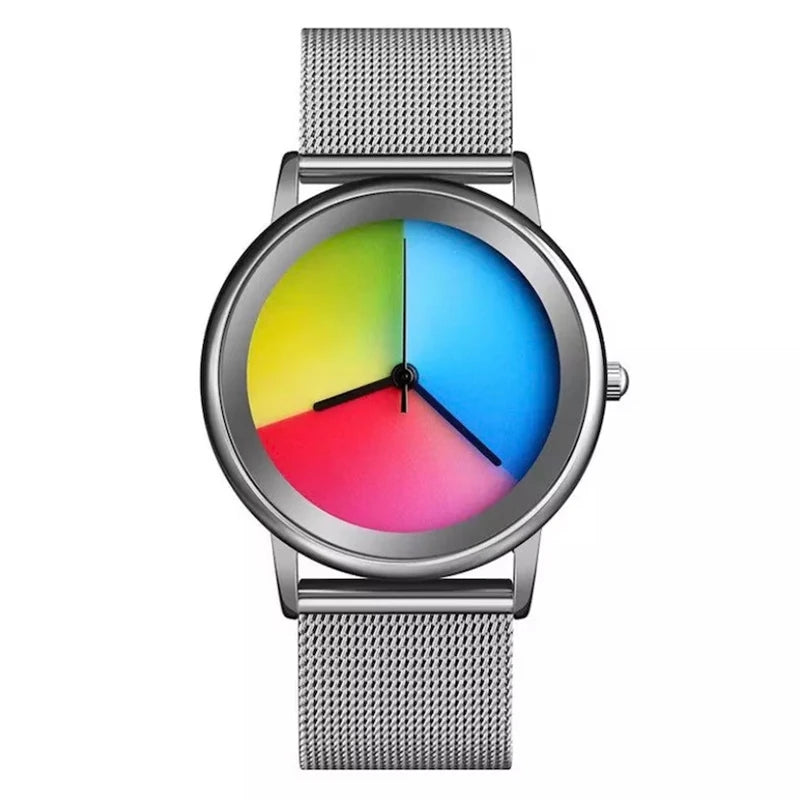 Nuevo y exclusivo reloj de mujer a la moda, informal, con esfera de color cambiante, de cuarzo, ultrafino de acero, para mujer, regalo especial