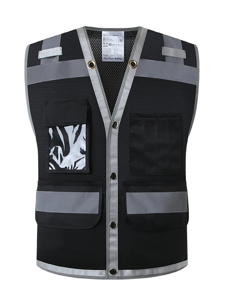 Chaleco de trabajo con logotipo personalizado para hombre, chaleco de alta visibilidad, chaqueta de trabajo, personalizado con logotipo y texto.