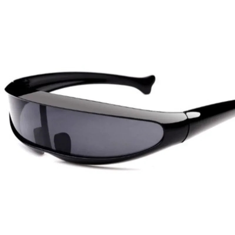 Futuristiske smale Cyclops-solbriller med visir, laserbriller, UV400, personlighet, speilglass, kostymebriller, menn, briller