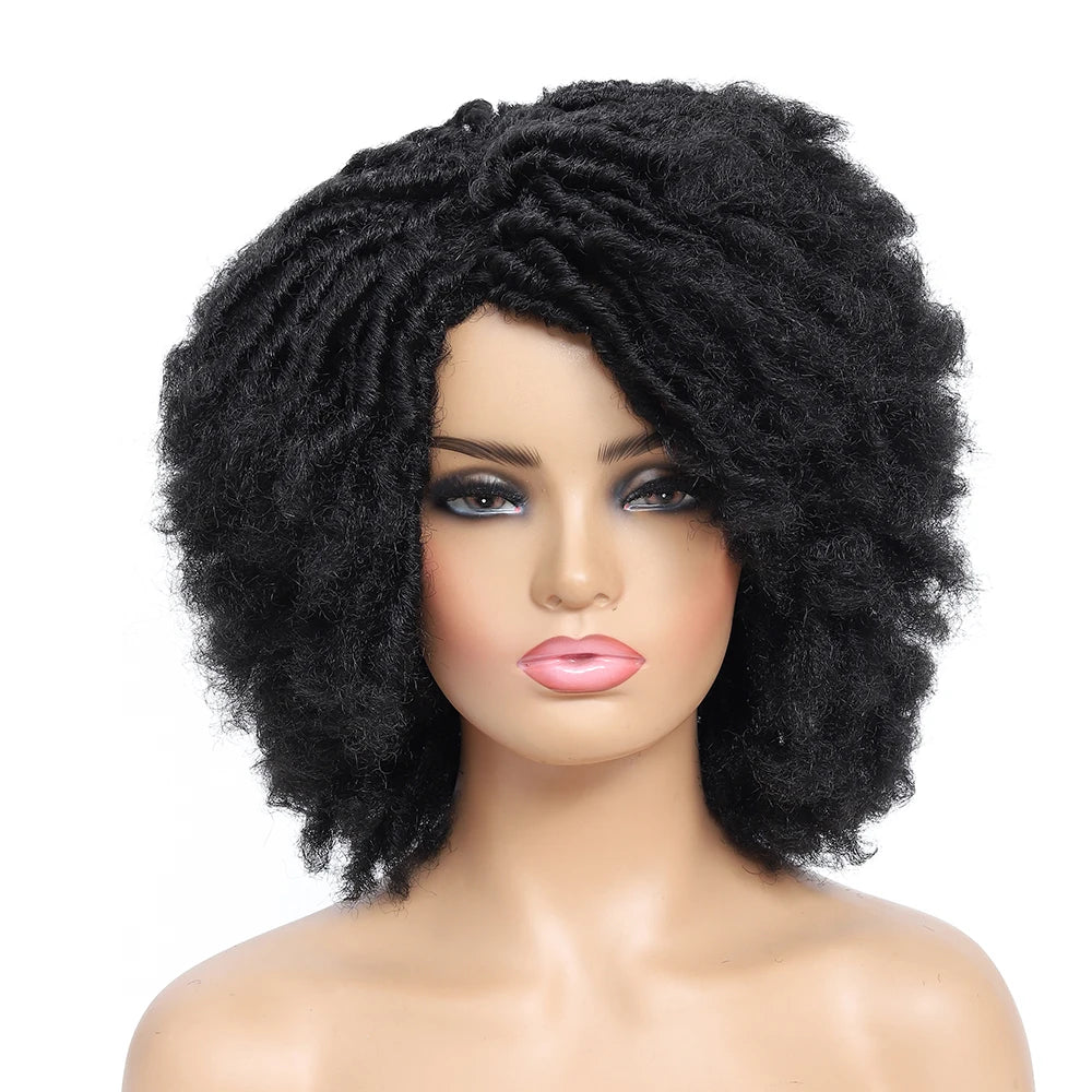 10Inches Braided Wigs Afro Bob Wig Synthetic DreadLock Wigs For Black Woman Short Curly Ends Cosplay Yun Rong Hair