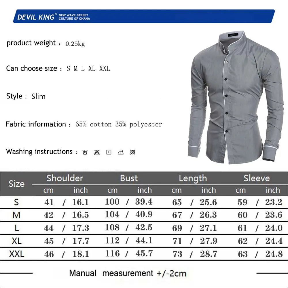 Camisa Formal Casual de Lujo para Hombre Manga Larga Ajustada para Negocios