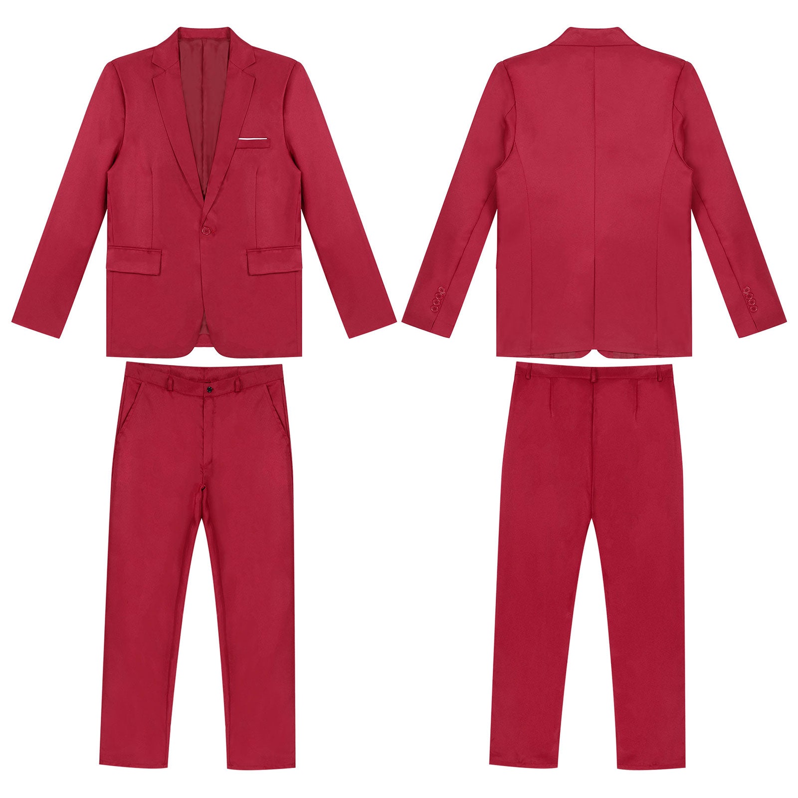 Traje de hombre de caballero de 2 piezas, uniforme formal, chaqueta de blazer de manga larga con solapa y pantalón, trajes para reuniones de oficina, negocios y fiestas de boda