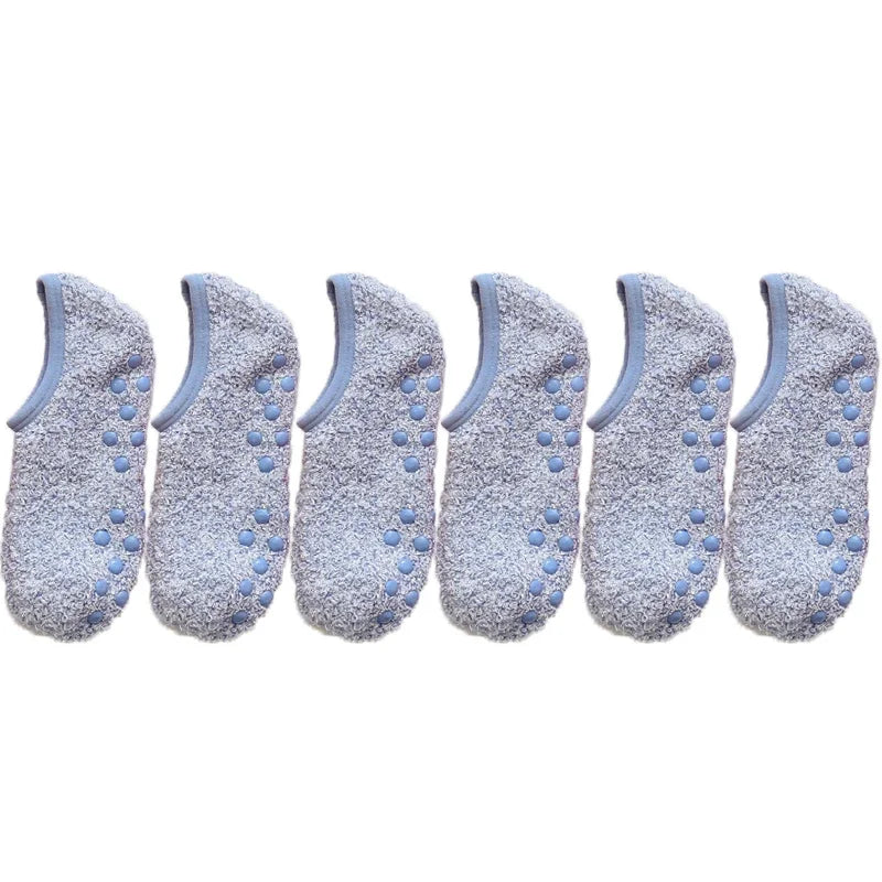 Myke korallfleece sokker kvinner vinter varme tykke plysj Sox hjem gulv sovetøfler silikon sklisikre båtsokker hipster