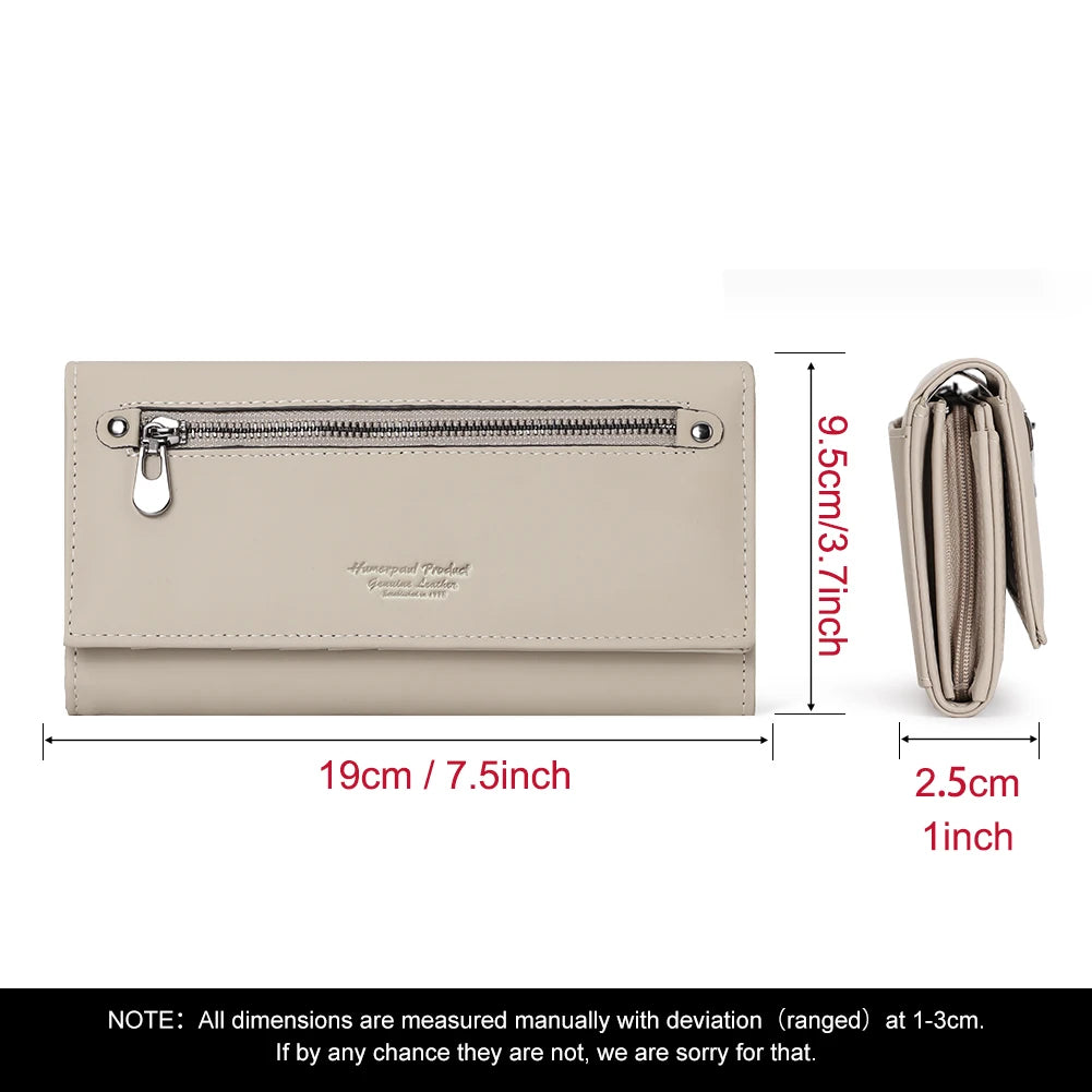 Portefeuille de luxe pour femme, en cuir véritable, avec emplacements pour cartes RFID, porte-monnaie multifonction