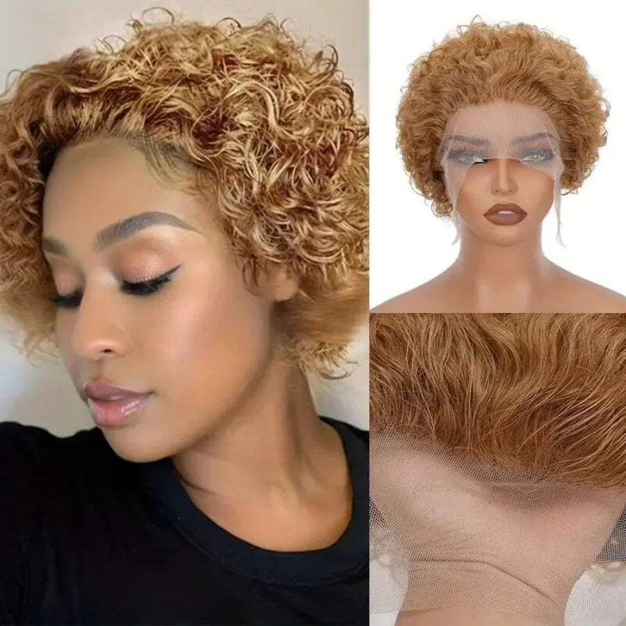 Honey Blonde Lace Pixie Wig