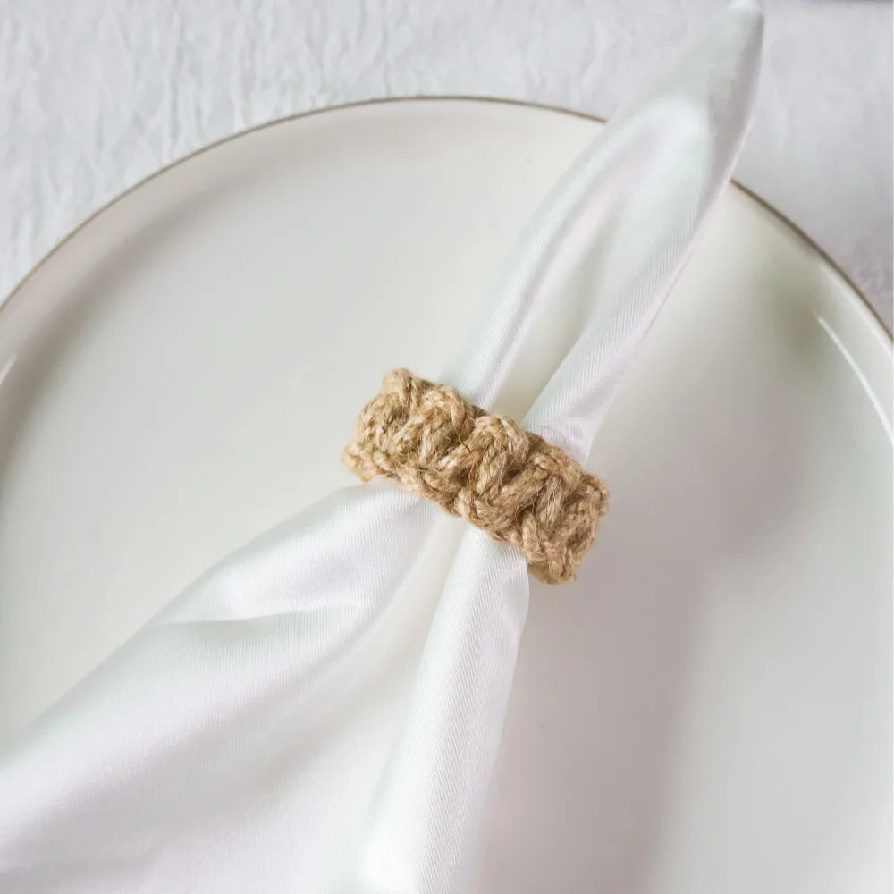 Lot de 6/12 ronds de serviette en toile de jute naturelle, décoration de table, style ferme d'automne, pour Thanksgiving, Noël, mariage, fête