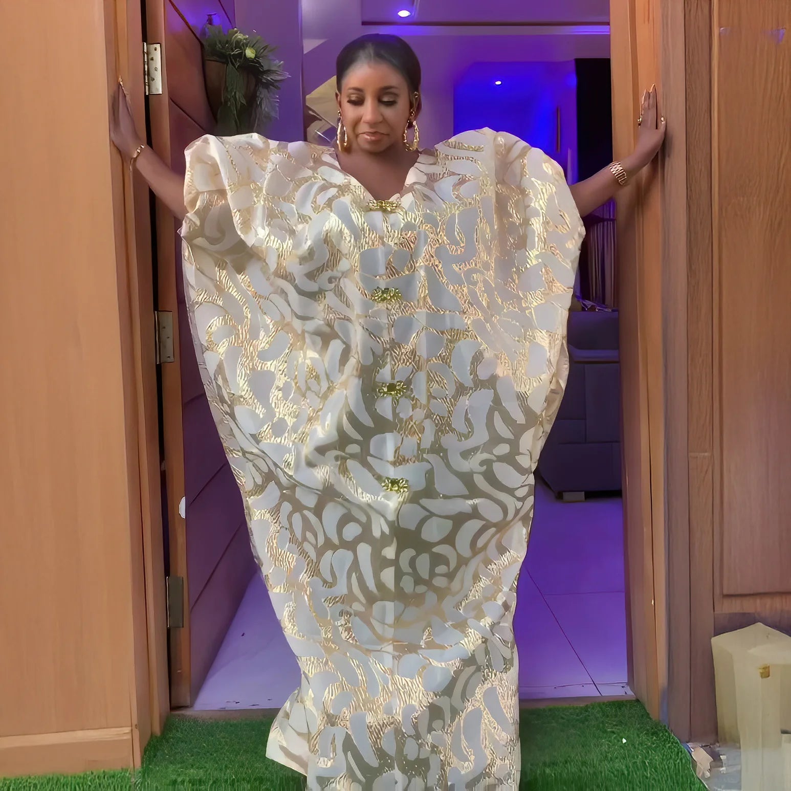 Women’s Luxury Jacquard African Dress – Loose Turkey-Style Fashion