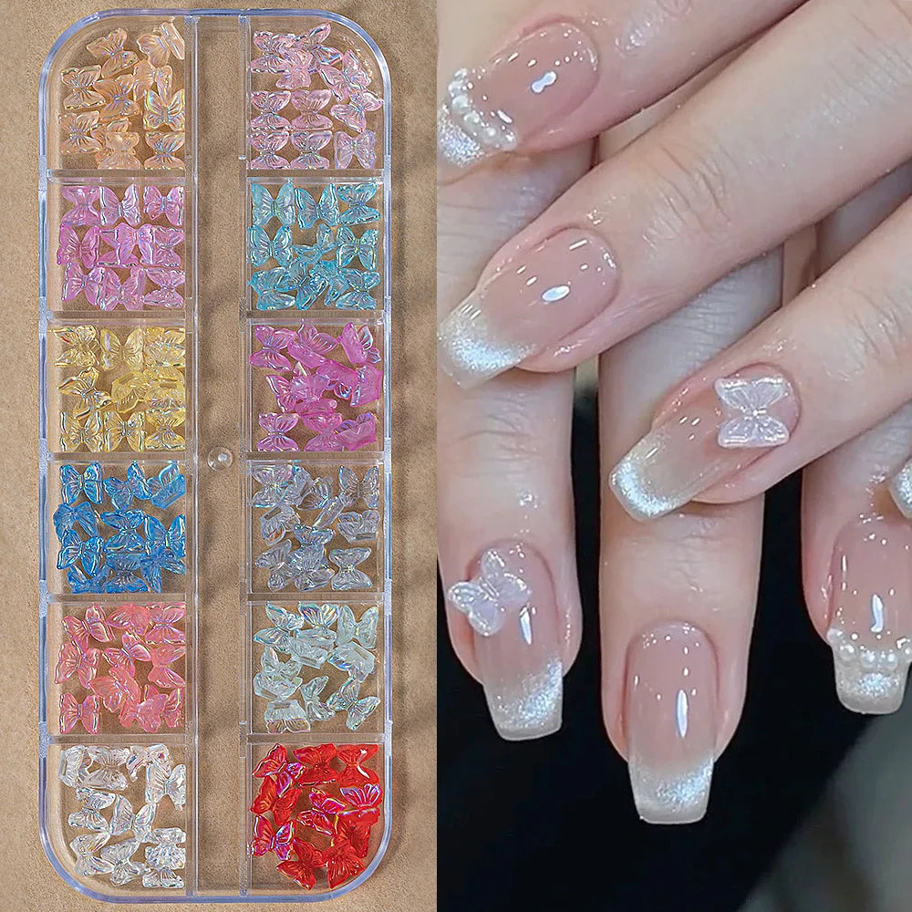 12Grids Moon Star Nails Gold Metallic Nail Sequins Charms 3D Nail Art Tips Decoration 3D Metal Moon Star Sun Bead Rivet Nail Je