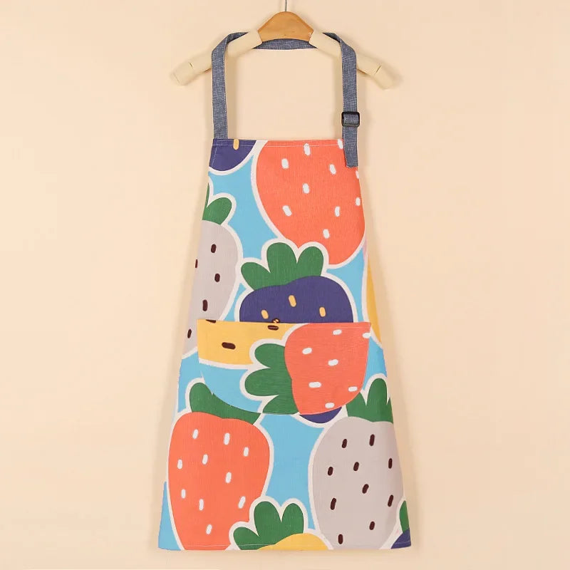 1 ud. Delantal de moda de tela de algodón, impermeable, engrosado, resistente a la suciedad, delantal de cocina y ropa de trabajo para el hogar, ropa de trabajo de jardinería