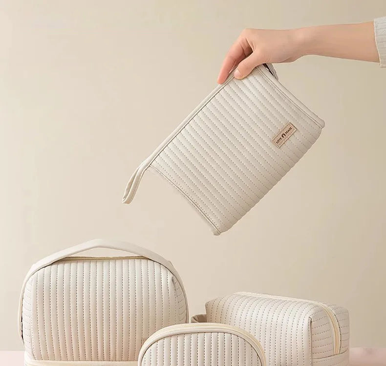 Bolsa de maquillaje de gran capacidad, estuches de cosméticos para mujer, organizador de maquillaje, neceser de belleza portátil, artículos de viaje esenciales, neceser de aseo.