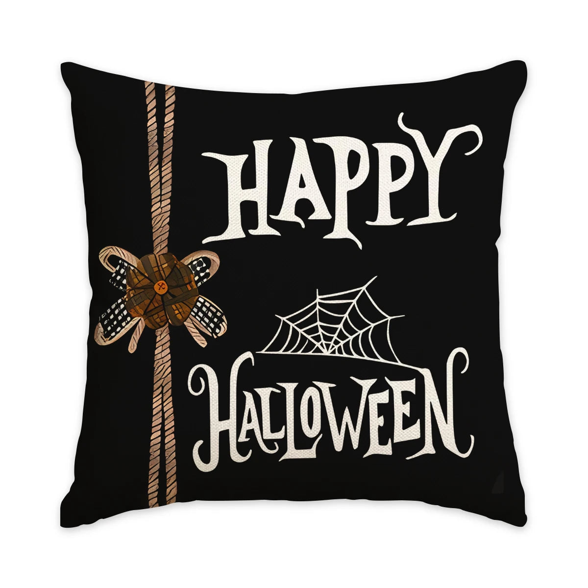 Funda de almohada de Halloween de 1/4 piezas, funda de cojín de calabaza fantasma con lazo de Halloween, funda de cojín decorativa para sofá, sala de estar, dormitorio