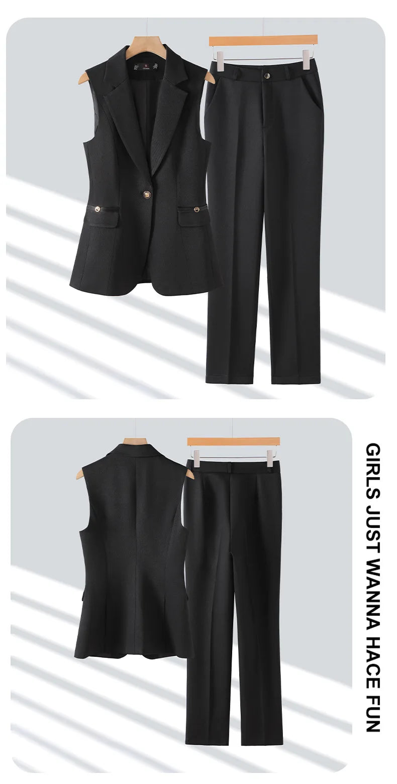 Women Pants Sets Off Shoulder Sleeveless Vest Top Female Pencil Pants Women 2 Piece Set Outfit Elegant Women's Pants Suit