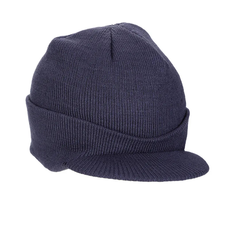 Gorro Holgado de Punto de Invierno para Hombre y Mujer, Gorro Grande a la Moda con Visera Estilo Militar, Gorro de Lana Cálido, Gorro de Esquí de Pato de Otoño, de Punto