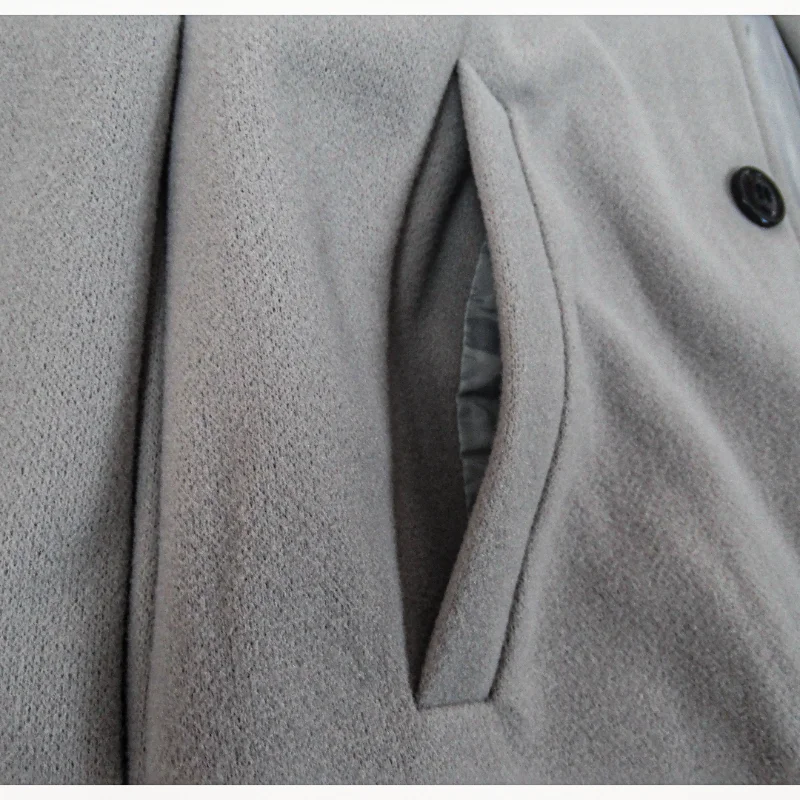 Chaquetas de streetwear para hombre, ropa de abrigo informal de color liso y abrigos, chaqueta de lana de solapa con botonadura simple para primavera e invierno