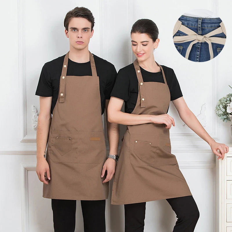 Nouveaux tabliers de cuisine tendance pour femmes et hommes, tabliers de travail pour chefs, pour grillades, restaurants, bars, boutiques, cafés, salons de beauté, studios de manucure, uniformes