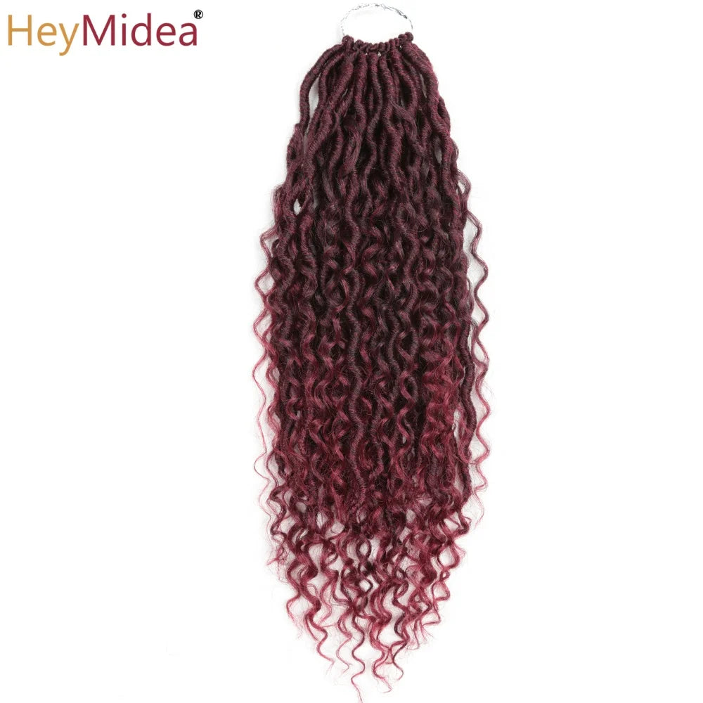 Synthetic Goddess Locs Crochet Hair Braids Curly Faux Locs Braiding Hair Extensions Wig For Women Black Hippie Boho Style
