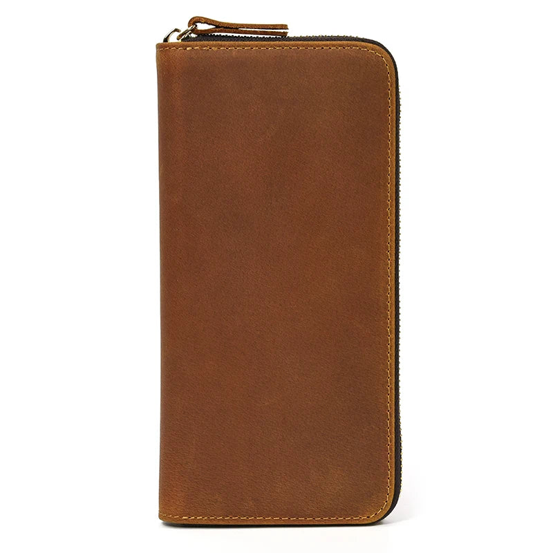 Billetera de lujo para hombre, cartera de mano de cuero genuino, monedero largo grabado en relieve, carteras de hombre de cuero grueso, carteras de mano de cuero para dinero