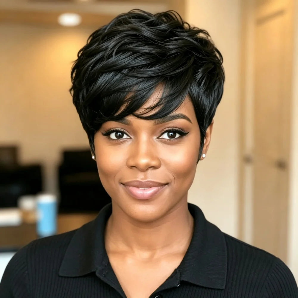 Curly Pixie Remy Hair Wig