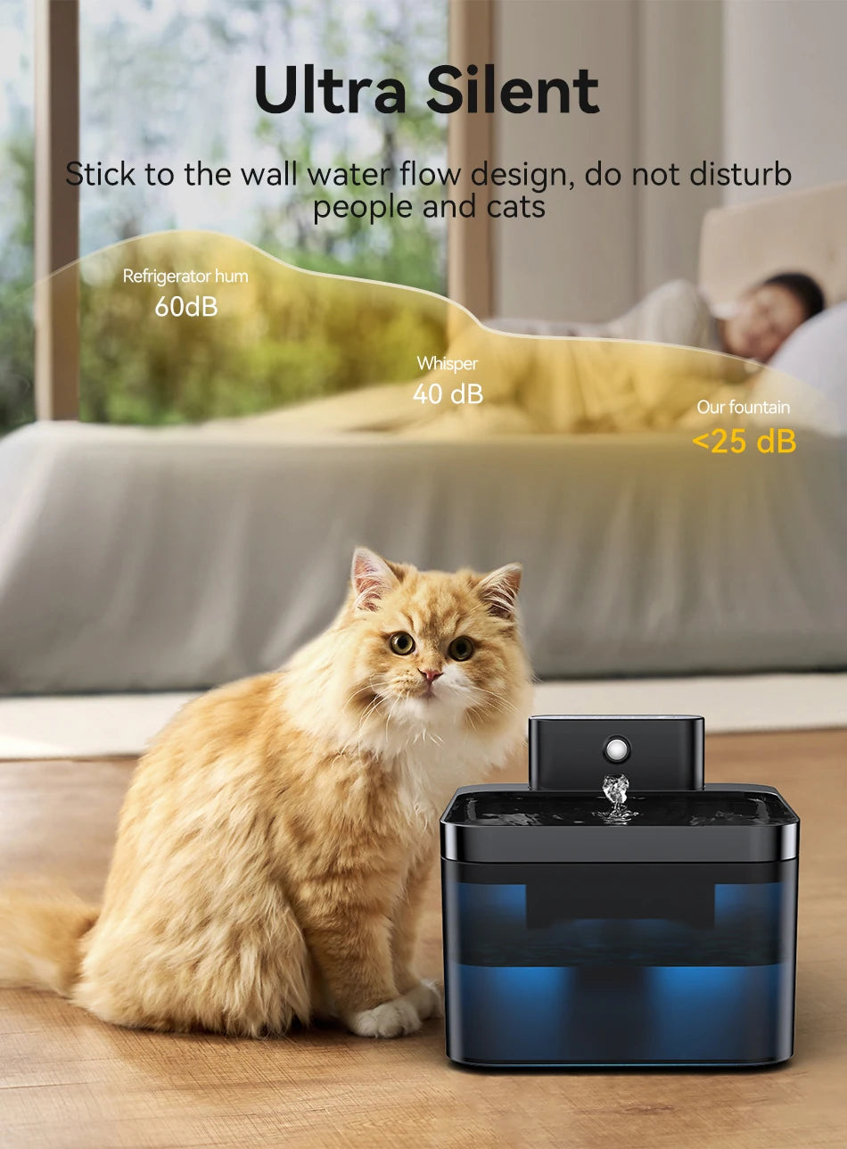 ROJECO Fuente de Agua Automática Inalámbrica para Gatos 2600mAh Dispensador de Agua para Mascotas para Perros Gatos Sensor Infrarrojo Bebedero Inteligente para Mascotas