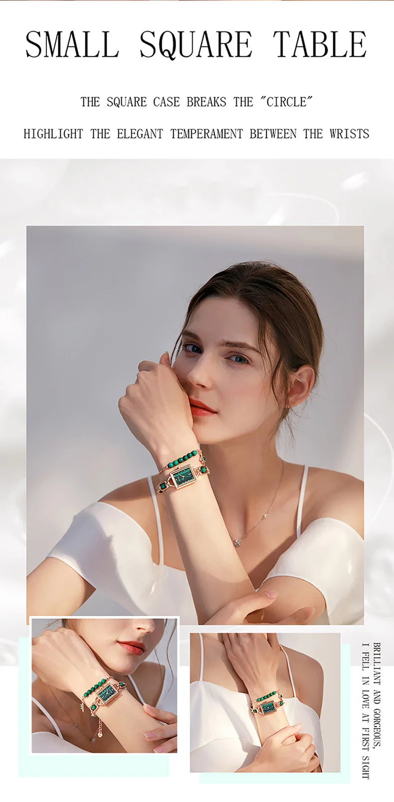 Reloj de mujer de lujo ligero con cristales exquisitos y pulsera de esmeraldas medievales, relojes de cuarzo de moda para mujer y accesorios