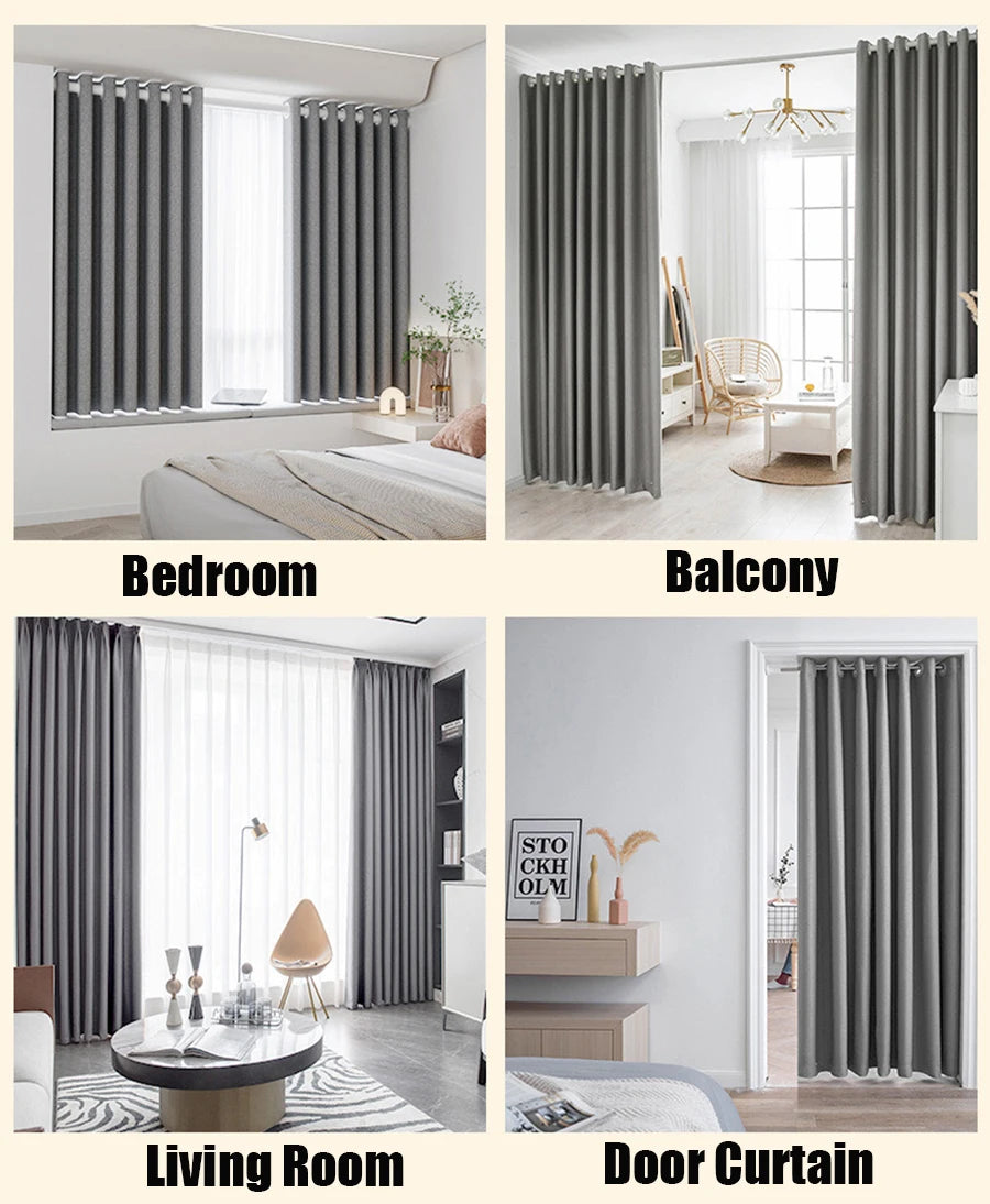 Cortinas para dormitorio con aislamiento acústico y reducción de ruido, modernas y sencillas, cortinas 100% opacas para sala de estar, estores para balcón