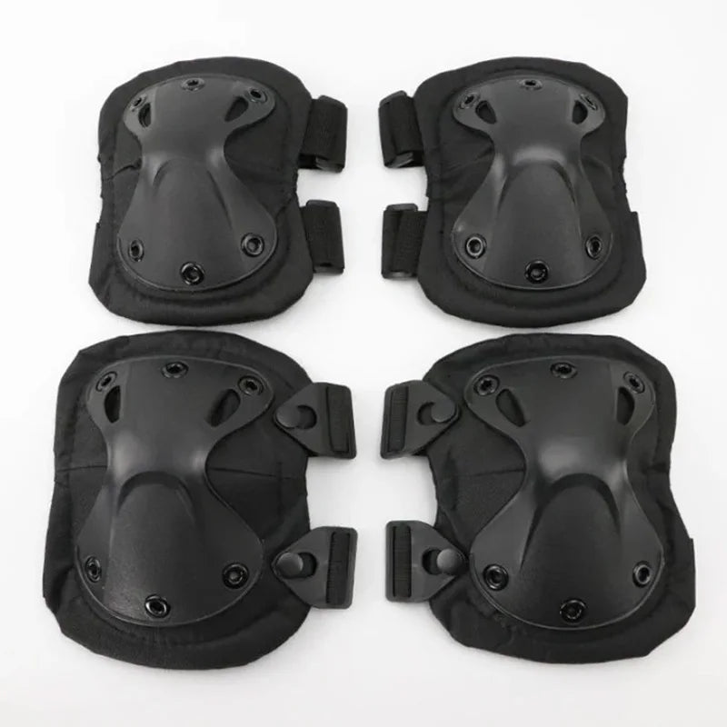 Set de 4 Protectores Tácticos Exteriores Rodilleras Coderas para Ciclismo al Aire Libre Montañismo y Senderismo Protección Deportiva
