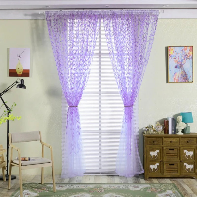 Fashion Chic House Room Living Room Bedroom Door Window Decoration Curtains Yarn Curtains Willow Pattern Upscale Jacquard